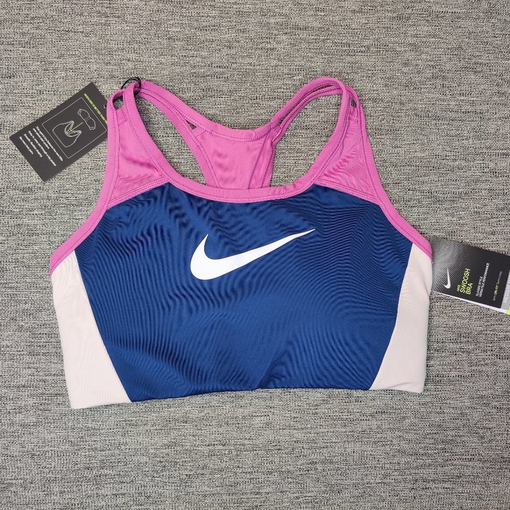 NWT NIKE LOGO WOMEN'S MEDIUM SUPPORT SPORTS TRAINING BRA BD4648-432 SIZE L